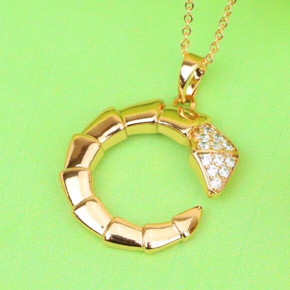 "Rose Gold Curved Segment Pendant with Crystals, XPPT1308 - Picture 1 of 12